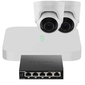 AJAX TVO KIT 1, 8 KANAL NVR, 2 TURRET HVID