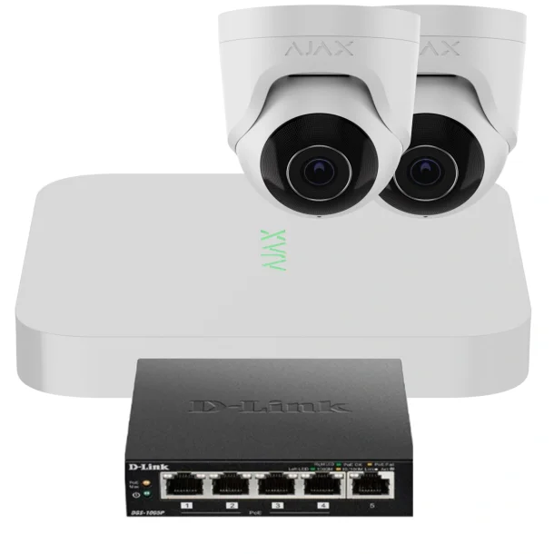 AJAX TVO KIT 1, 8 KANAL NVR, 2 TURRET HVID