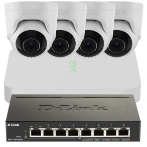 AJAX TVO KIT 2, 8 KANAL NVR, 4 TURRET HVID